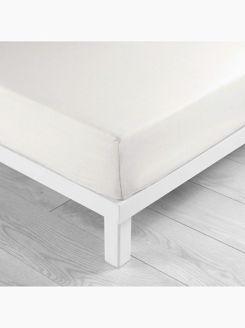 Parure de drap 4 Pièces en coton 57 fils – Drap-Housse, Drap Plat et 2 Taies d’Oreiller Blanc - Kiabi