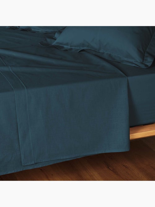 Parure de drap 4 Pièces en coton 57 fils – Drap-Housse, Drap Plat et 2 Taies d’Oreiller - Kiabi