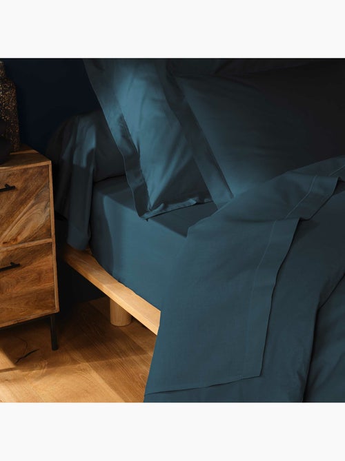 Parure de drap 4 Pièces en coton 57 fils – Drap-Housse, Drap Plat et 2 Taies d’Oreiller - Kiabi