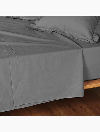Parure de drap 4 Pièces en coton 57 fils – Drap-Housse, Drap Plat et 2 Taies d’Oreiller