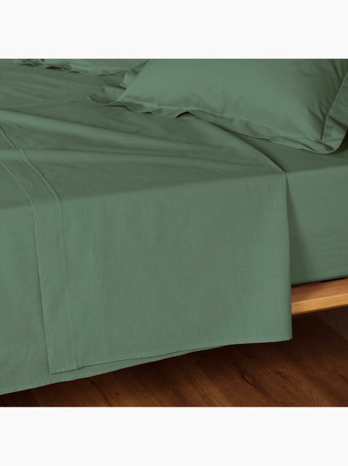 Parure de drap 4 Pièces en coton 57 fils – Drap-Housse, Drap Plat et 2 Taies d’Oreiller - Kiabi