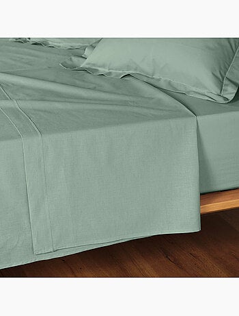 Parure de drap 4 Pièces en coton 57 fils – Drap-Housse, Drap Plat et 2 Taies d’Oreiller