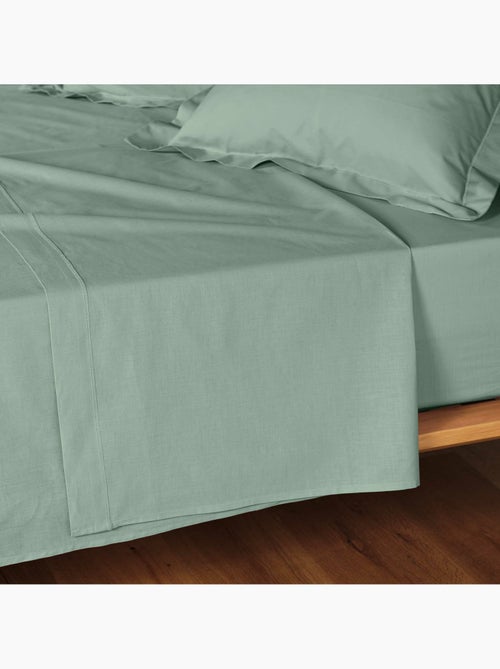 Parure de drap 4 Pièces en coton 57 fils – Drap-Housse, Drap Plat et 2 Taies d’Oreiller - Kiabi