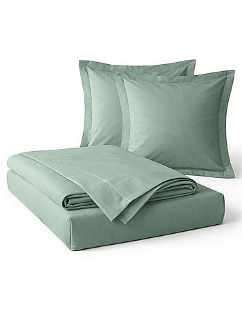Parure de drap 4 Pièces en coton 57 fils – Drap-Housse, Drap Plat et 2 Taies d’Oreiller