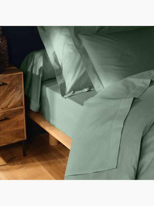 Parure de drap 4 Pièces en coton 57 fils – Drap-Housse, Drap Plat et 2 Taies d’Oreiller - Kiabi