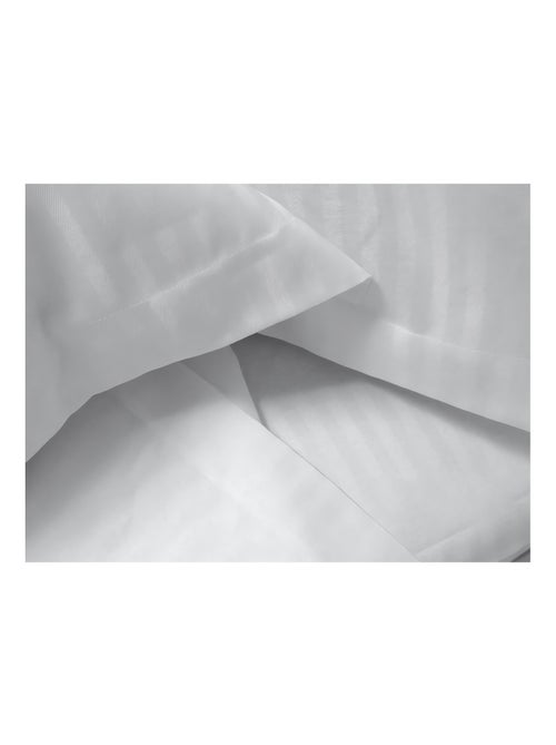 Parure de drap 4 pièces en percale EDEN satin, coloris blanc - Kiabi