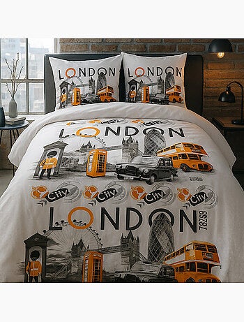 Parure De Drap 4pcs 240x300 P/c London City Orange