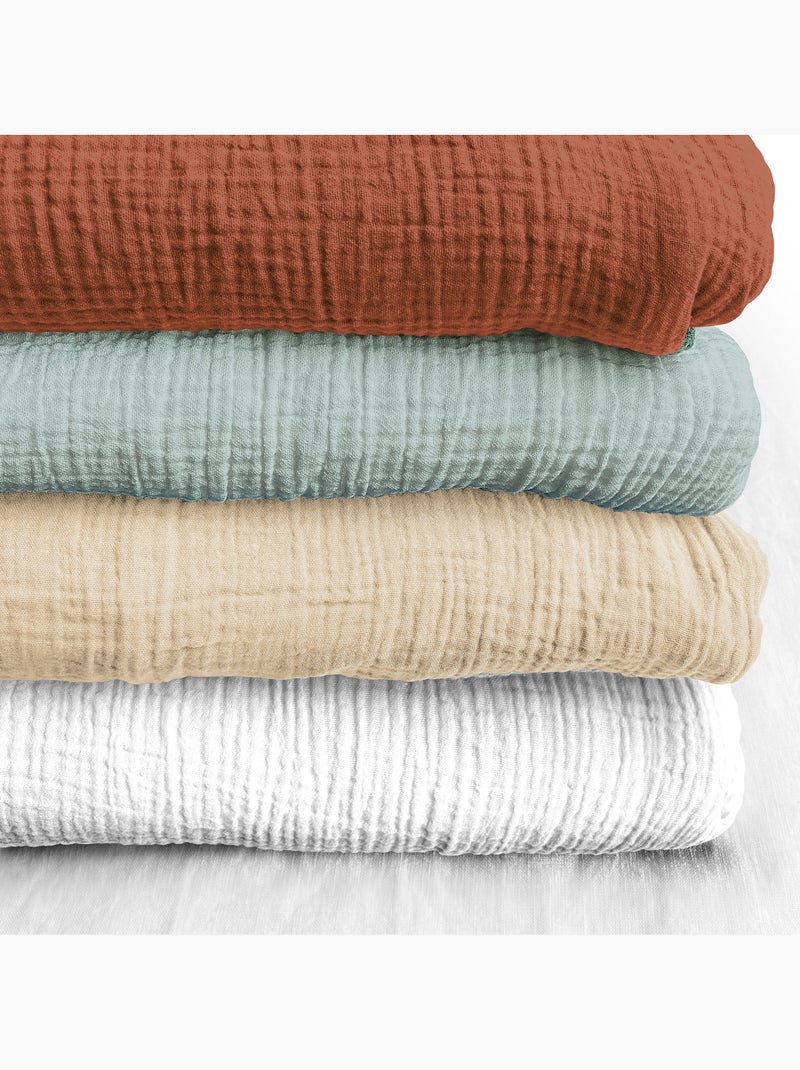 Parure de drap avec 2 taies assorties en gaze de coton La sultane Blanc - Kiabi