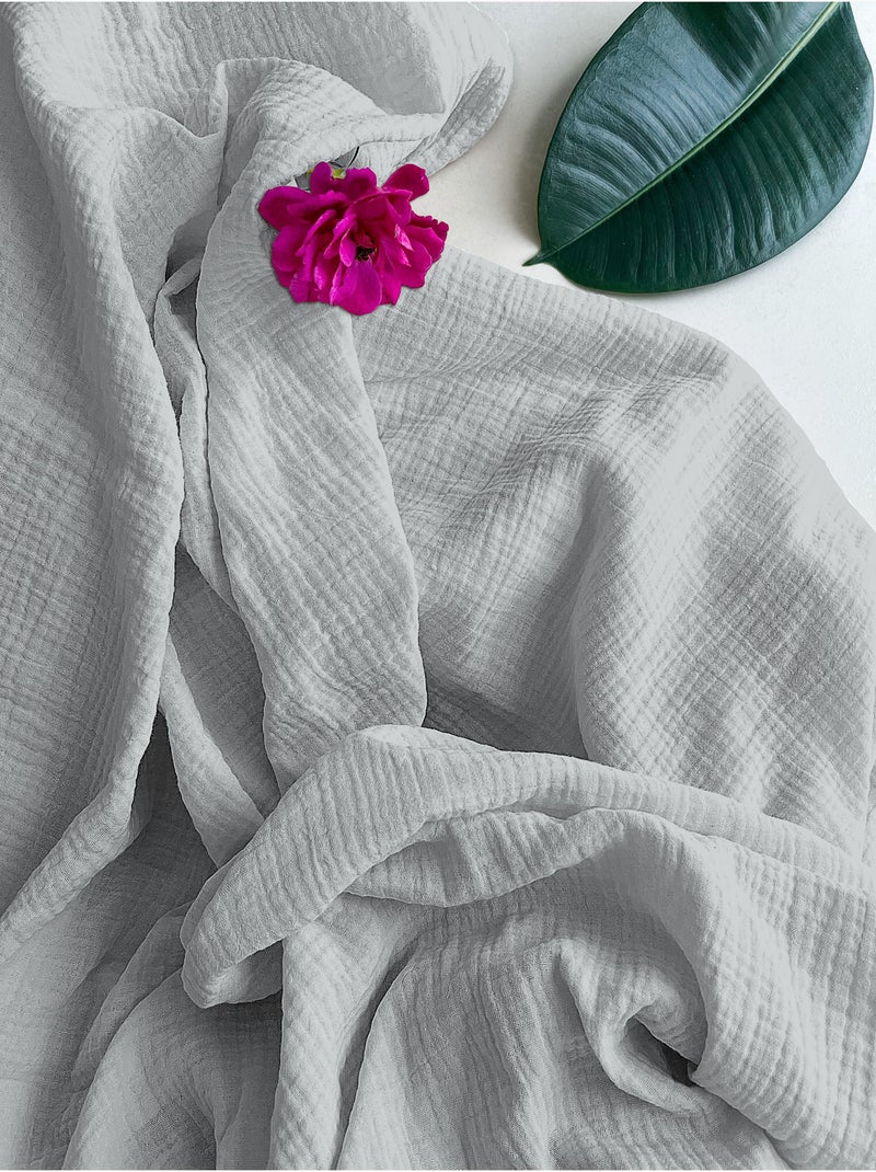 Parure de drap avec 2 taies assorties en gaze de coton La sultane Gris clair - Kiabi