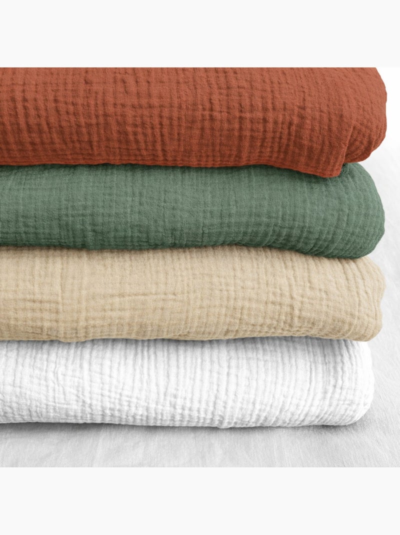 Parure de drap avec 2 taies assorties en gaze de coton La sultane Kaki - Kiabi