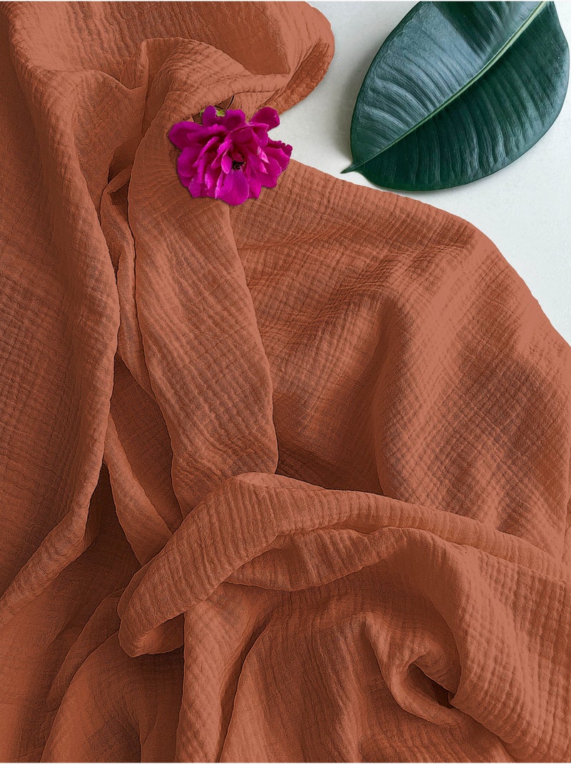 Parure de drap avec 2 taies assorties en gaze de coton La sultane Terracotta - Kiabi