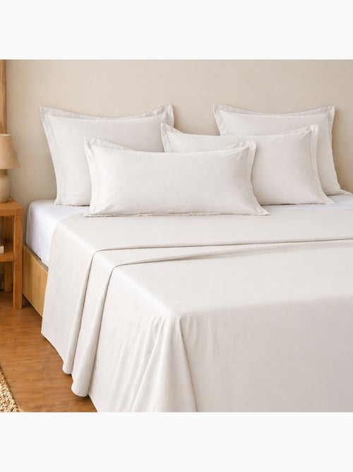 Parure de drap et drap housse coton 57fils uni - Kiabi Parure de drap et drap housse coton 57fils uni - Kiabi