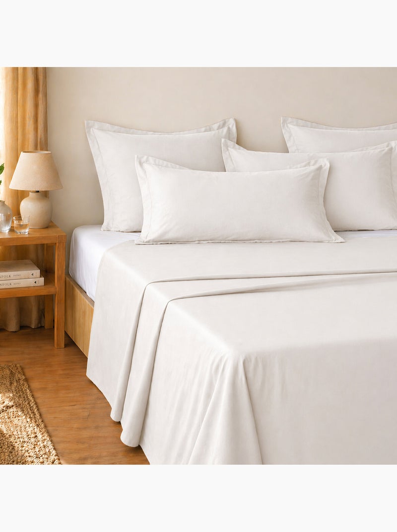 Parure de drap et drap housse coton 57fils uni Beige - Kiabi