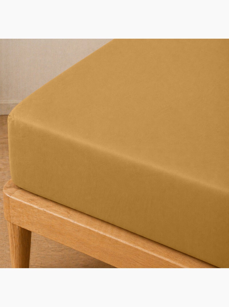 Parure de drap et drap housse coton 57fils uni Jaune - Kiabi