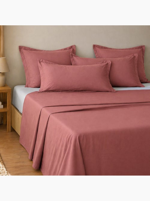Parure de drap et drap housse coton 57fils uni - Kiabi