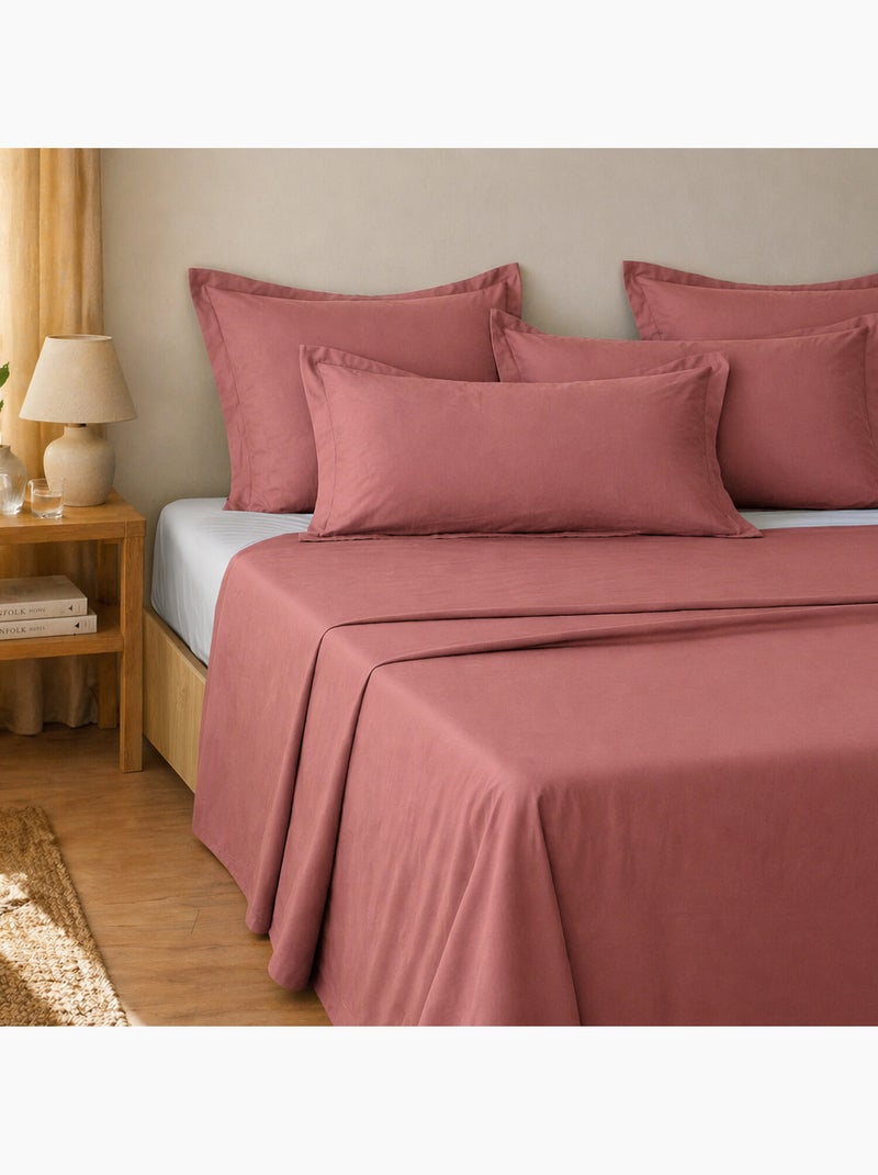 Parure de drap et drap housse coton 57fils uni Rouge - Kiabi