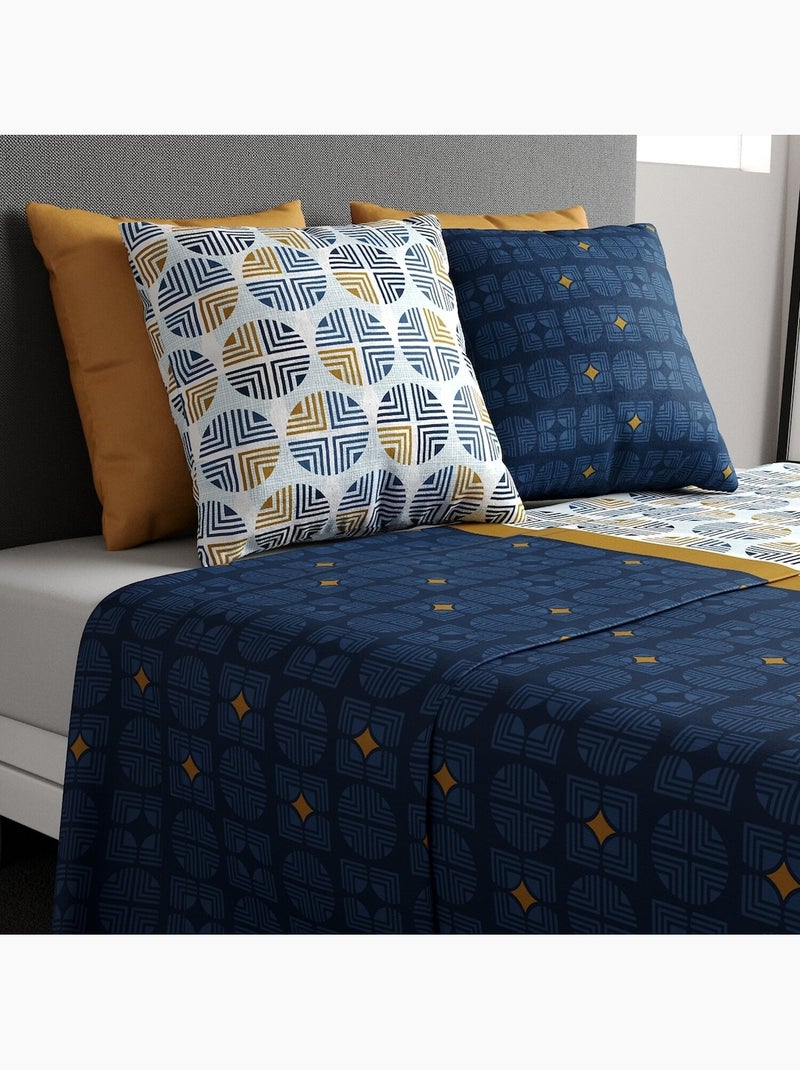 Parure de drap housse 100% coton 57fils-sirius Bleu - Kiabi
