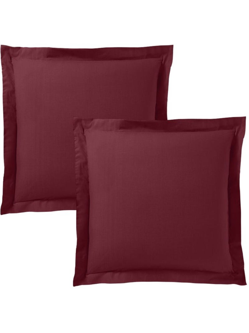 Parure de draps - coton pur - 100 % coton 57 fils/cm² Rouge grenat - Kiabi