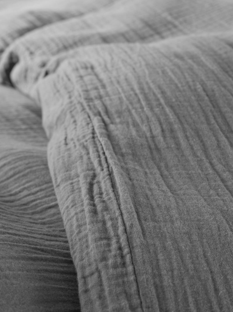 Parure de draps - Coton Pur - 100% gaze de coton 125 gr/m² Bleu ardoise - Kiabi