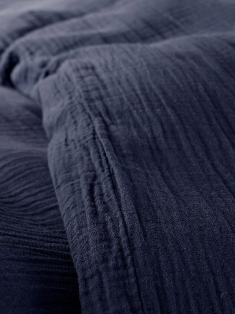 Parure de draps - Coton Pur - 100% gaze de coton 125 gr/m² Bleu nuit - Kiabi