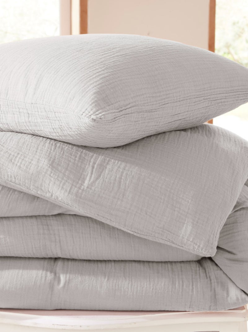 Parure de draps - Coton Pur - 100% gaze de coton 125 gr/m² Gris perle - Kiabi