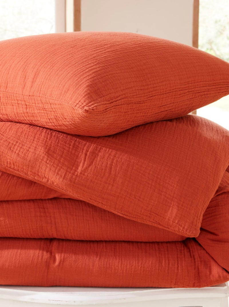 Parure de draps - Coton Pur - 100% gaze de coton 125 gr/m² Terracotta - Kiabi