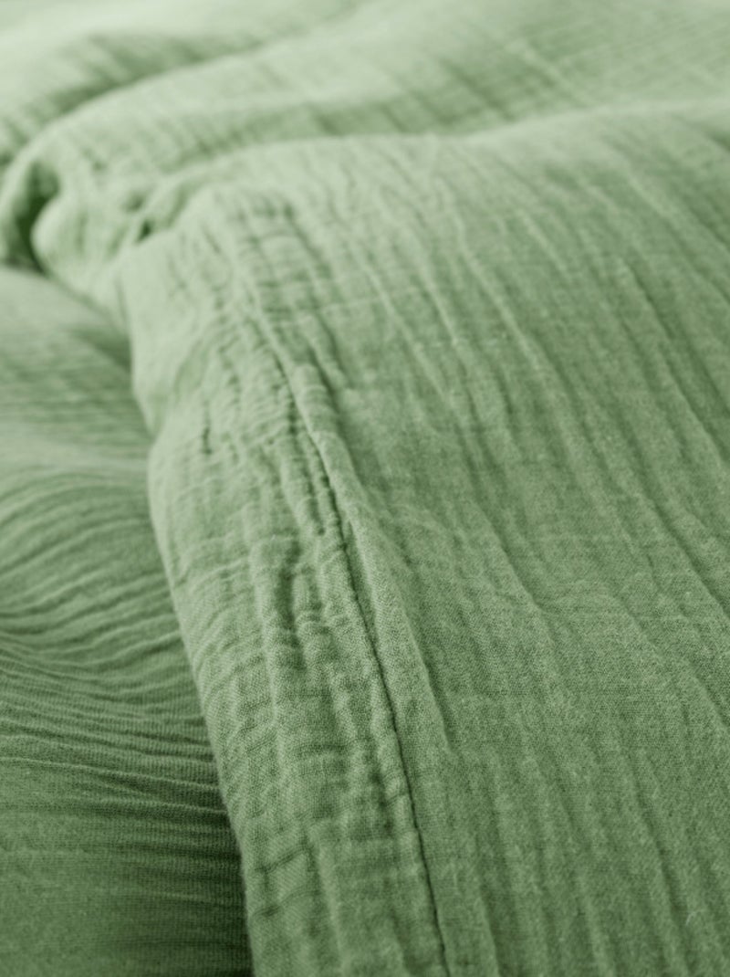 Parure de draps - Coton Pur - 100% gaze de coton 125 gr/m² Vert olive - Kiabi