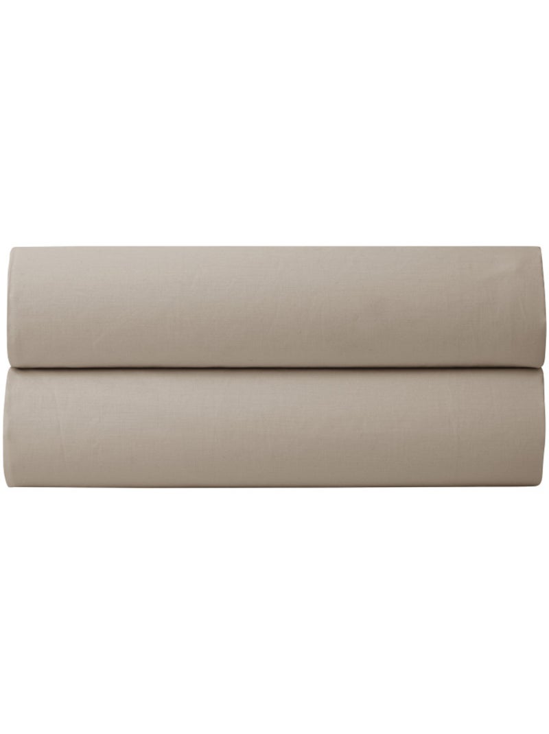 Parure de draps - Coton Pur - 100% Percale de coton peigné Beige foncé - Kiabi
