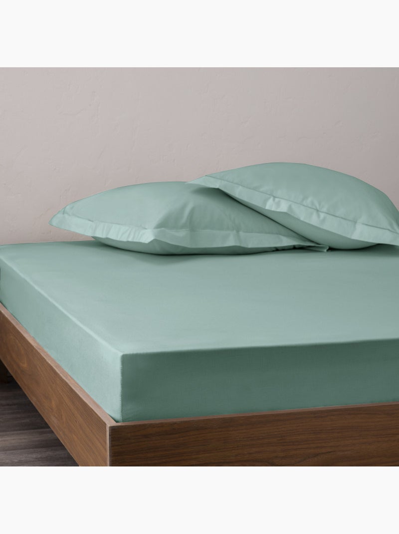 Parure de draps - Coton Pur - 100% Percale de coton peigné Bleu céladon - Kiabi