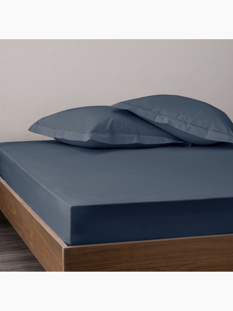 Parure de draps - Coton Pur - 100% Percale de coton peigné Bleu foncé - Kiabi