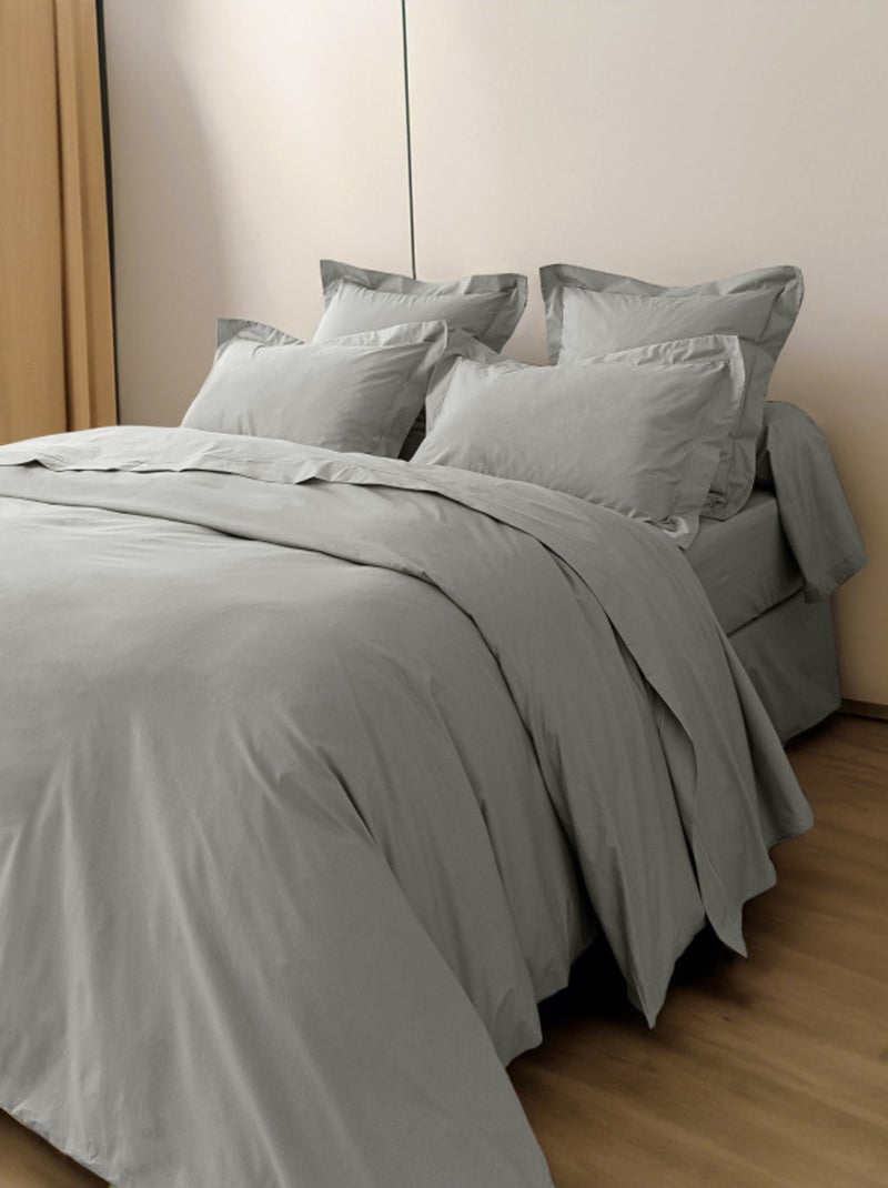 Parure de draps - Coton Pur - 100% Percale de coton peigné Gris perle - Kiabi