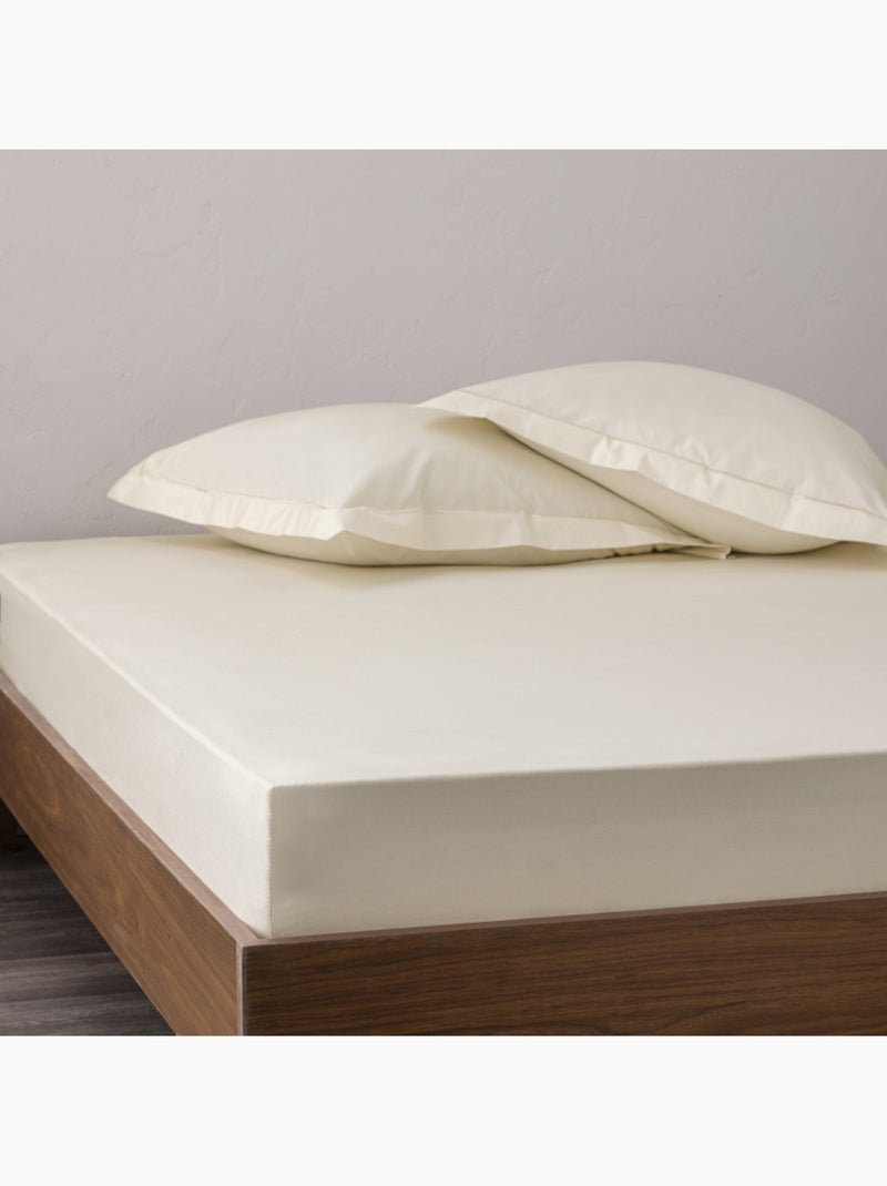 Parure de draps - Coton Pur - 100% Percale de coton peigné Ivoire - Kiabi