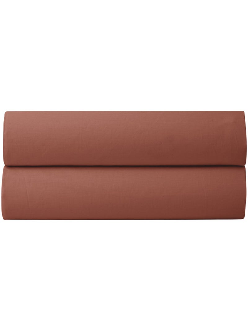 Parure de draps - Coton Pur - 100% Percale de coton peigné Terracotta - Kiabi