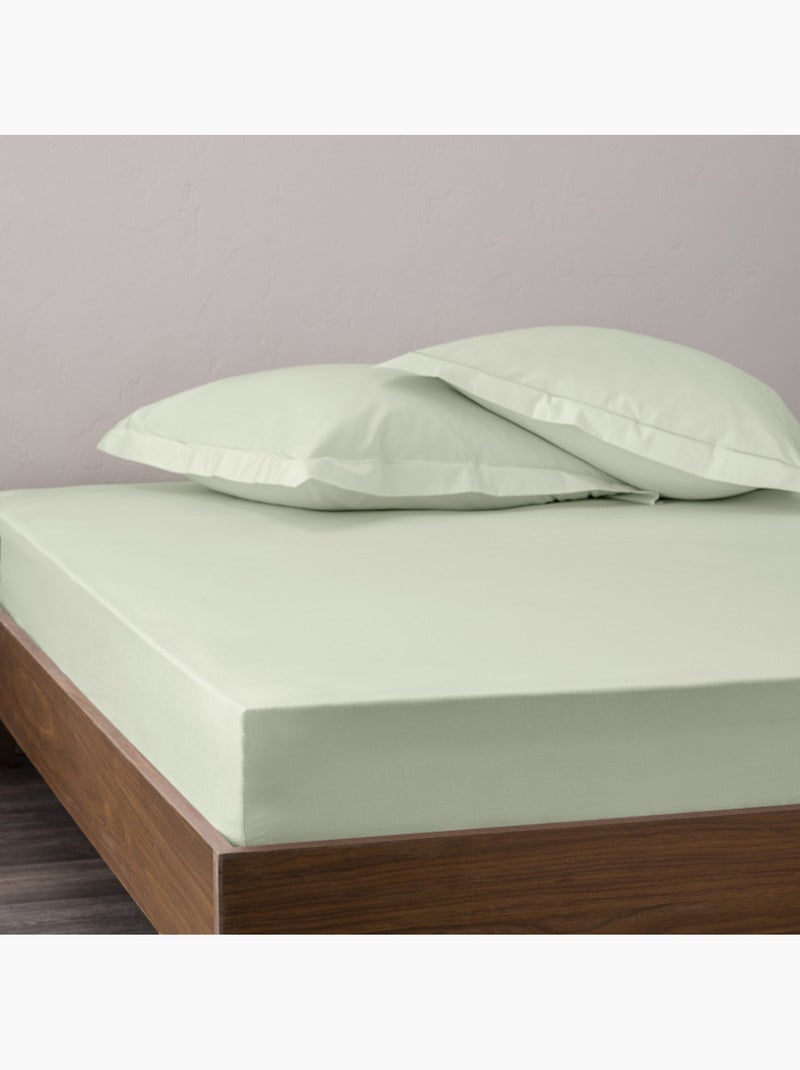 Parure de draps - Coton Pur - 100% Percale de coton peigné Vert d'eau - Kiabi