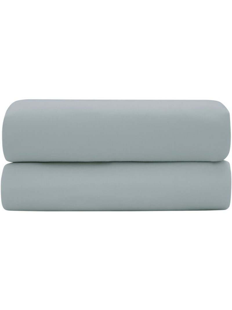 Parure de draps - Coton Pur - 100% Satin de coton Peigné" / 120 fils/cm² Bleu céladon - Kiabi