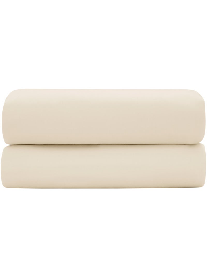 Parure de draps - Coton Pur - 100% Satin de coton Peigné" / 120 fils/cm² Crème - Kiabi