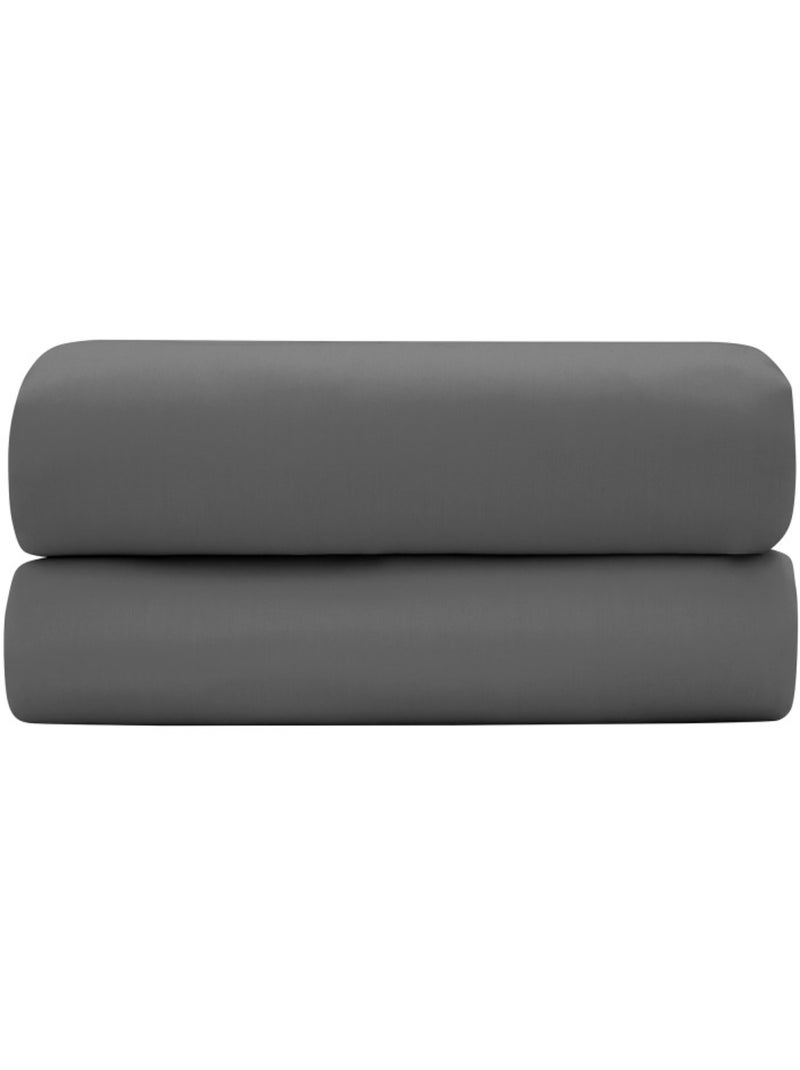 Parure de draps - Coton Pur - 100% Satin de coton Peigné" / 120 fils/cm² Gris foncé - Kiabi