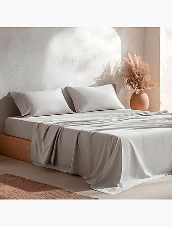 Parure de draps 100% coton 144 fils, unie - Gamusi.