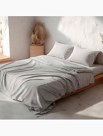 Parure de draps 100% coton 144 fils, unie - Gamusi.