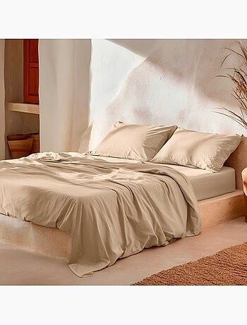 Parure de draps 100% coton 144 fils, unie - Gamusi.