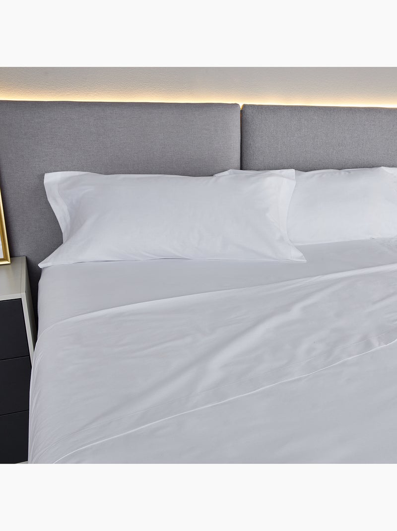 Parure de draps 100% Coton 300 fils Blanc Blanc - Kiabi