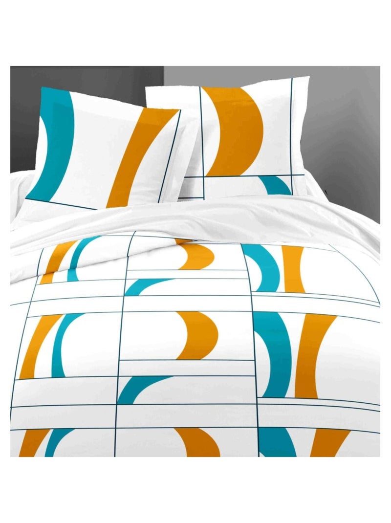 Parure de draps  100%  coton 57 fils     - ATTOLL Bleu - Kiabi