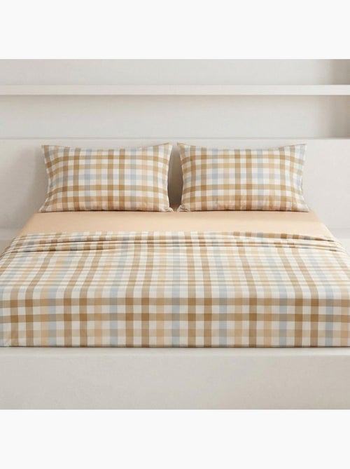 Parure de draps 100% coton à carreaux Vichy, taie d'oreiller incluse - Gamusi - Kiabi