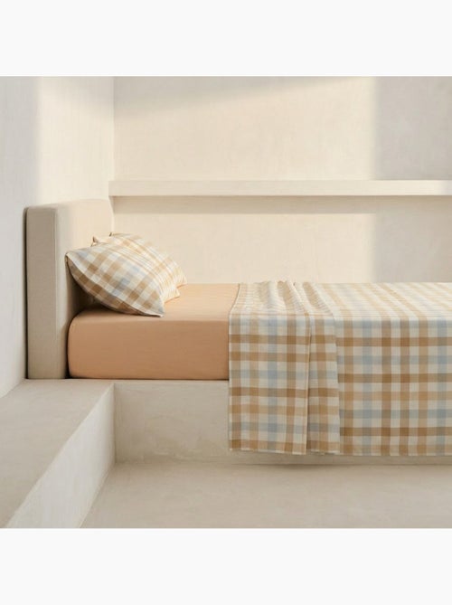 Parure de draps 100% coton à carreaux Vichy, taie d'oreiller incluse - Gamusi - Kiabi