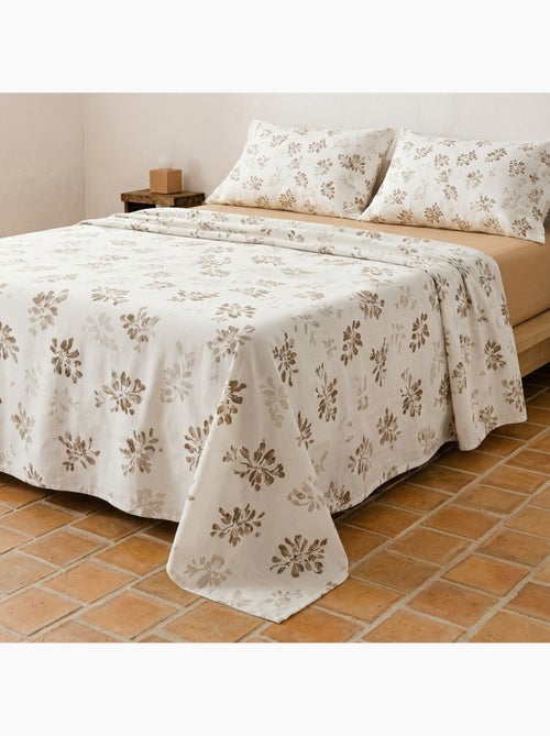 Parure de draps 100% coton à motif floral, taie d'oreiller incluse - Gamusi - Kiabi