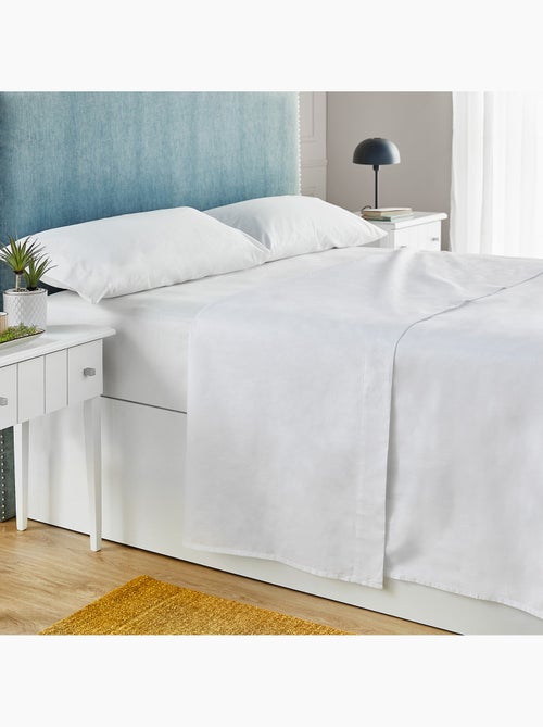 Parure de draps 100% Coton percale Blanc - Kiabi Parure de draps 100% Coton percale Blanc - Kiabi