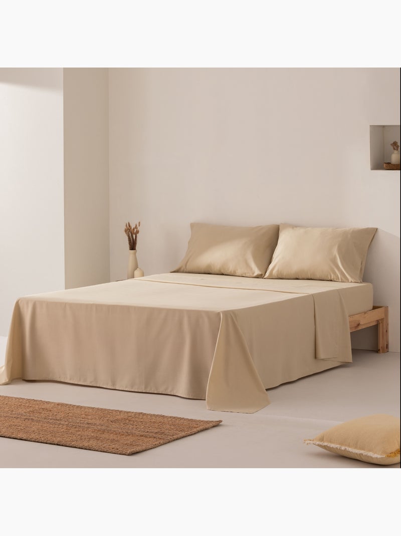 Parure de draps 100% coton, unie - Gamusi. Beige - Kiabi