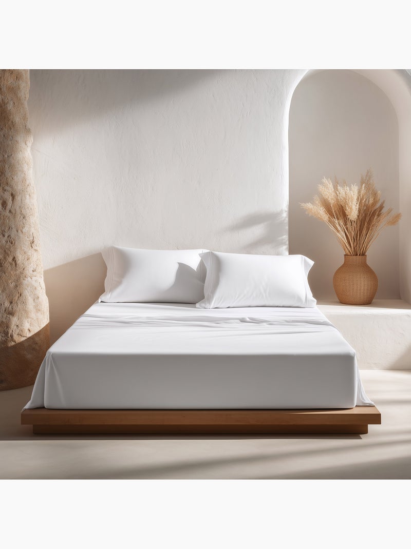 Parure de draps 100% coton, unie - Gamusi. Blanc - Kiabi