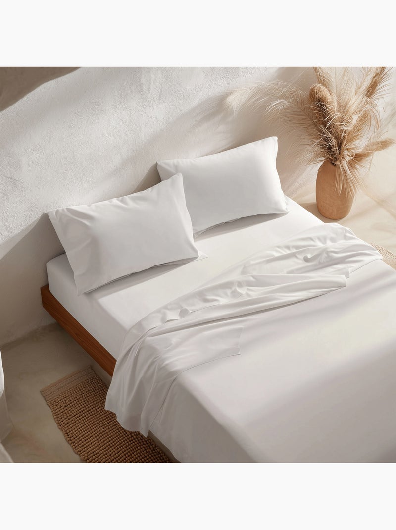 Parure de draps 100% coton, unie - Gamusi. Blanc - Kiabi