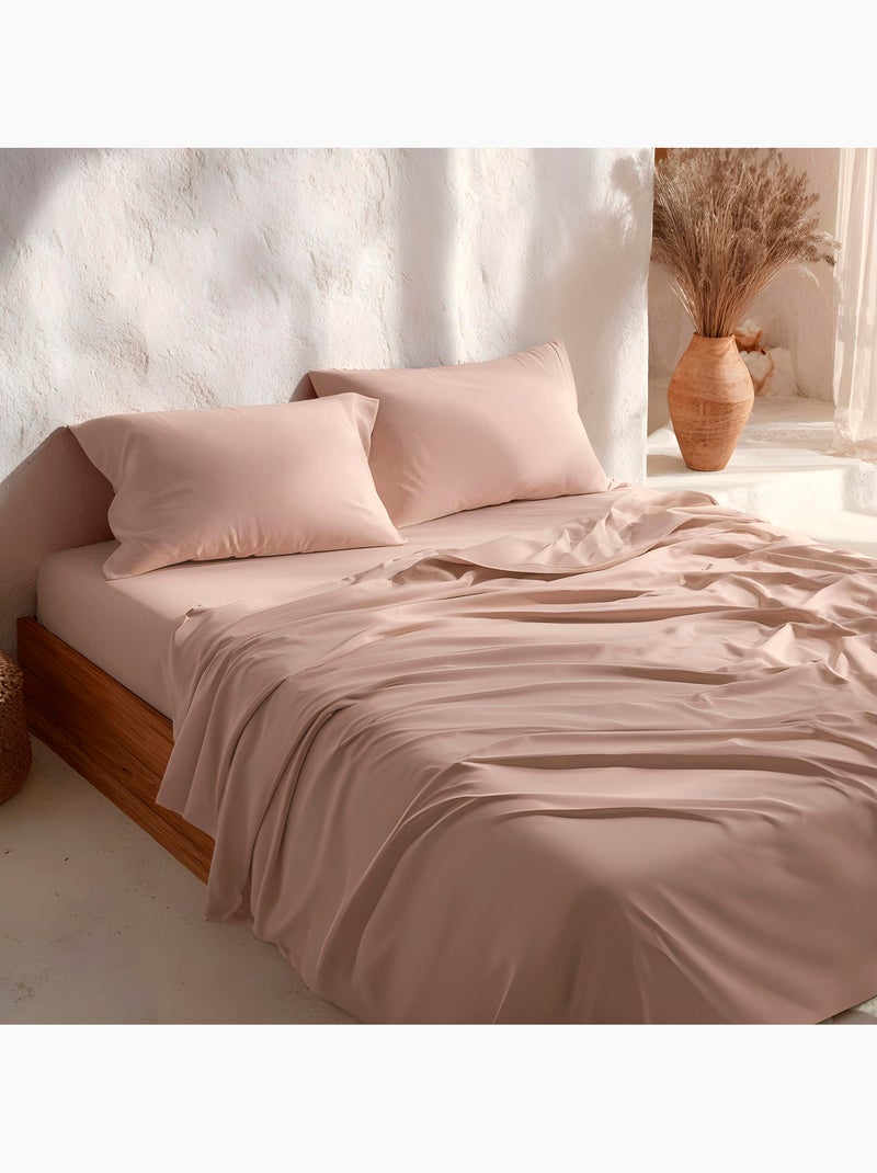 Parure de draps 100% coton, unie - Gamusi. Rose - Kiabi